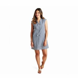 Vineyard Vines Navy and White Gingham Dress